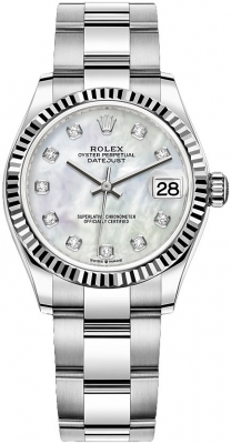 Buy this new Rolex Datejust 31mm Stainless Steel 278274 MOP Diamond Oyster ladies watch for the discount price of £11,450.00. UK Retailer.