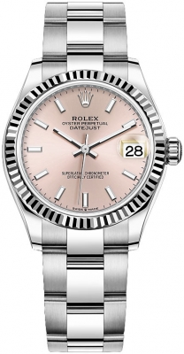 Buy this new Rolex Datejust 31mm Stainless Steel 278274 Pink Index Oyster ladies watch for the discount price of £8,700.00. UK Retailer.