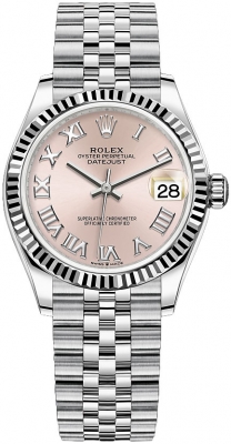 Buy this new Rolex Datejust 31mm Stainless Steel 278274 Pink Roman Jubilee ladies watch for the discount price of £8,900.00. UK Retailer.