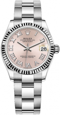 Buy this new Rolex Datejust 31mm Stainless Steel 278274 Pink Roman Oyster ladies watch for the discount price of £8,700.00. UK Retailer.