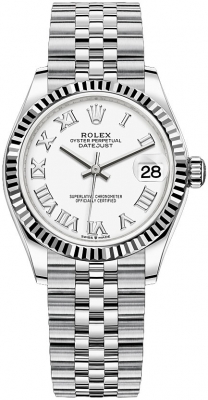 Buy this new Rolex Datejust 31mm Stainless Steel 278274 White Roman Jubilee ladies watch for the discount price of £8,900.00. UK Retailer.