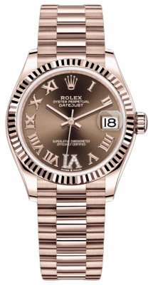 Rolex Datejust 31mm Everose Gold 278275 Chocolate VI Roman President watch