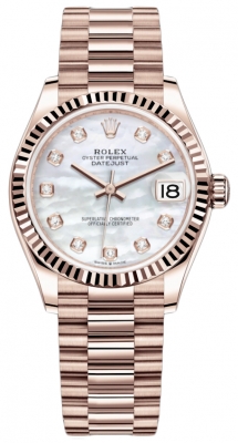 Rolex Datejust 31mm Everose Gold 278275 MOP Diamond President watch