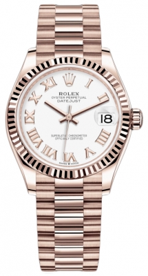 Rolex Datejust 31mm Everose Gold 278275 White Roman President watch