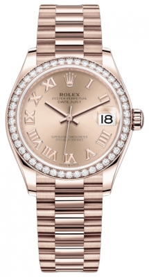 Rolex Datejust 31mm Everose Gold 278285rbr Pink Roman President watch