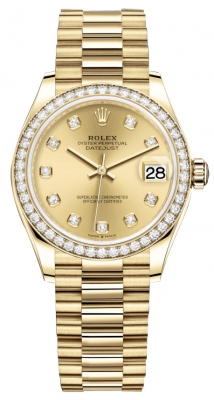 Rolex Datejust 31mm Yellow Gold 278288rbr Champagne Diamond President watch