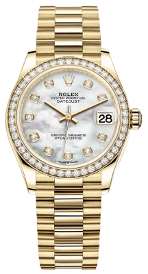Rolex Datejust 31mm Yellow Gold 278288rbr MOP Diamond President watch