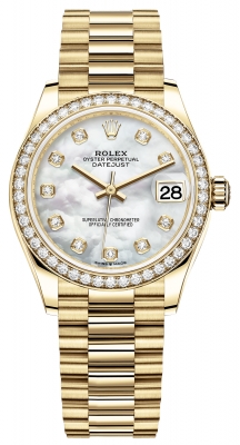 Buy this new Rolex Datejust 31mm Yellow Gold 278288rbr MOP Diamond President ladies watch for the discount price of £42,900.00. UK Retailer.