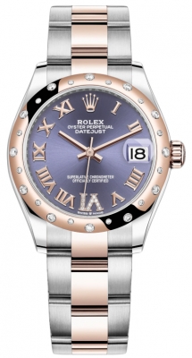 Rolex Datejust 31mm Stainless Steel and Rose Gold 278341rbr Aubergine VI Roman Oyster watch