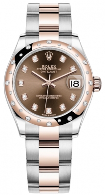 Buy this new Rolex Datejust 31mm Stainless Steel and Rose Gold 278341rbr Chocolate Diamond Oyster ladies watch for the discount price of £16,400.00. UK Retailer.