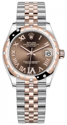 Buy this new Rolex Datejust 31mm Stainless Steel and Rose Gold 278341rbr Chocolate VI Roman Jubilee ladies watch for the discount price of £16,500.00. UK Retailer.