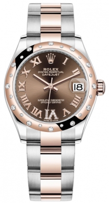 Rolex Datejust 31mm Stainless Steel and Rose Gold 278341rbr Chocolate VI Roman Oyster watch