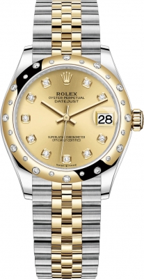 Buy this new Rolex Datejust 31mm Stainless Steel and Yellow Gold 278343rbr Champagne Diamond Jubilee ladies watch for the discount price of £16,700.00. UK Retailer.