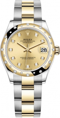 Rolex Datejust 31mm Stainless Steel and Yellow Gold 278343rbr Champagne Diamond Oyster watch