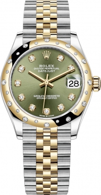 Rolex Datejust 31mm Stainless Steel and Yellow Gold 278343rbr Green Diamond Jubilee watch