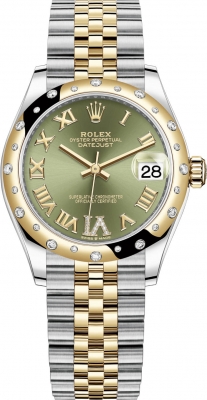 Buy this new Rolex Datejust 31mm Stainless Steel and Yellow Gold 278343rbr Green VI Roman Jubilee ladies watch for the discount price of £16,300.00. UK Retailer.