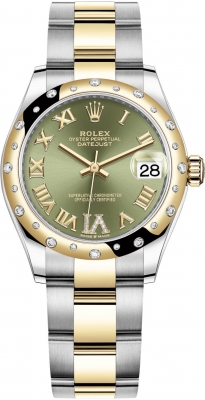 Buy this new Rolex Datejust 31mm Stainless Steel and Yellow Gold 278343rbr Green VI Roman Oyster ladies watch for the discount price of £15,500.00. UK Retailer.
