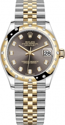 Buy this new Rolex Datejust 31mm Stainless Steel and Yellow Gold 278343rbr Grey Diamond Jubilee ladies watch for the discount price of £16,700.00. UK Retailer.
