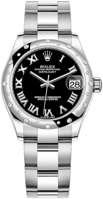 Buy this new Rolex Datejust 31mm Stainless Steel 278344rbr Black Roman Oyster ladies watch for the discount price of £12,100.00. UK Retailer.