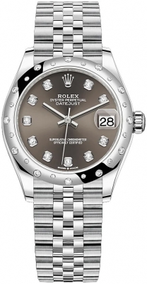 Buy this new Rolex Datejust 31mm Stainless Steel 278344rbr Dark Grey Diamond Jubilee ladies watch for the discount price of £14,200.00. UK Retailer.