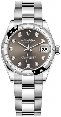 Buy this new Rolex Datejust 31mm Stainless Steel 278344rbr Dark Grey Diamond Oyster ladies watch for the discount price of £14,150.00. UK Retailer.