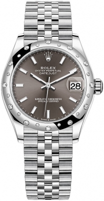 Buy this new Rolex Datejust 31mm Stainless Steel 278344rbr Dark Grey Index Jubilee ladies watch for the discount price of £12,400.00. UK Retailer.