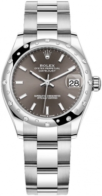 Buy this new Rolex Datejust 31mm Stainless Steel 278344rbr Dark Grey Index Oyster ladies watch for the discount price of £12,100.00. UK Retailer.