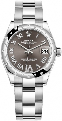 Buy this new Rolex Datejust 31mm Stainless Steel 278344rbr Dark Grey VI Oyster ladies watch for the discount price of £13,800.00. UK Retailer.