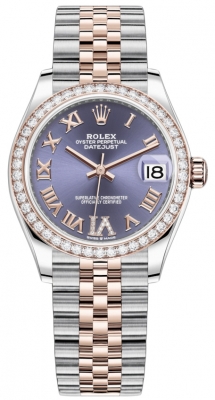 Buy this new Rolex Datejust 31mm Stainless Steel and Rose Gold 278381rbr Aubergine VI Roman Jubilee ladies watch for the discount price of £19,900.00. UK Retailer.