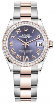 Rolex Datejust 31mm Stainless Steel and Rose Gold 278381rbr Aubergine VI Roman Oyster watch
