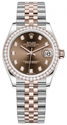 Rolex Datejust 31mm Stainless Steel and Rose Gold 278381rbr Chocolate Diamond Jubilee watch