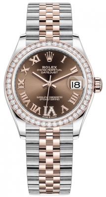 Buy this new Rolex Datejust 31mm Stainless Steel and Rose Gold 278381rbr Chocolate VI Roman Jubilee ladies watch for the discount price of £19,900.00. UK Retailer.