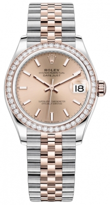 Buy this new Rolex Datejust 31mm Stainless Steel and Rose Gold 278381rbr Rose Index Jubilee ladies watch for the discount price of £18,400.00. UK Retailer.