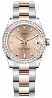 Buy this new Rolex Datejust 31mm Stainless Steel and Rose Gold 278381rbr Rose Index Oyster ladies watch for the discount price of £17,800.00. UK Retailer.