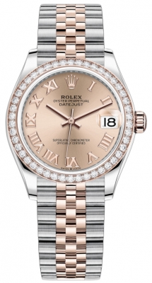 Buy this new Rolex Datejust 31mm Stainless Steel and Rose Gold 278381rbr Rose Roman Jubilee ladies watch for the discount price of £18,400.00. UK Retailer.