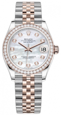 Buy this new Rolex Datejust 31mm Stainless Steel and Rose Gold 278381rbr MOP Diamond Jubilee ladies watch for the discount price of £20,800.00. UK Retailer.