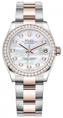 Buy this new Rolex Datejust 31mm Stainless Steel and Rose Gold 278381rbr MOP Diamond Oyster ladies watch for the discount price of £20,800.00. UK Retailer.
