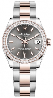 Rolex Datejust 31mm Stainless Steel and Rose Gold 278381rbr Rhodium Index Oyster watch