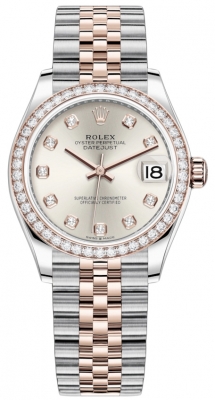 Buy this new Rolex Datejust 31mm Stainless Steel and Rose Gold 278381rbr Silver Diamond Jubilee ladies watch for the discount price of £20,100.00. UK Retailer.
