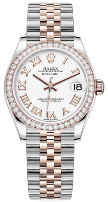 Buy this new Rolex Datejust 31mm Stainless Steel and Rose Gold 278381rbr White Roman Jubilee ladies watch for the discount price of £18,400.00. UK Retailer.
