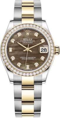 Rolex Datejust 31mm Stainless Steel and Yellow Gold 278383rbr Black MOP Diamond Oyster watch