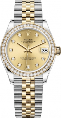 Buy this new Rolex Datejust 31mm Stainless Steel and Yellow Gold 278383rbr Champagne Diamond Jubilee ladies watch for the discount price of £20,000.00. UK Retailer.