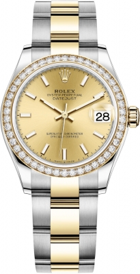 Rolex Datejust 31mm Stainless Steel and Yellow Gold 278383rbr Champagne Index Oyster watch