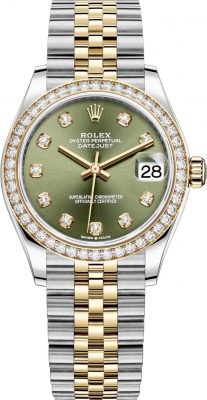 Rolex Datejust 31mm Stainless Steel and Yellow Gold 278383rbr Green Diamond Jubilee watch