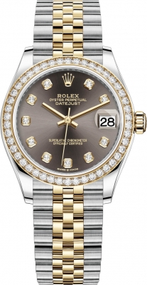 Buy this new Rolex Datejust 31mm Stainless Steel and Yellow Gold 278383rbr Grey Diamond Jubilee ladies watch for the discount price of £20,000.00. UK Retailer.