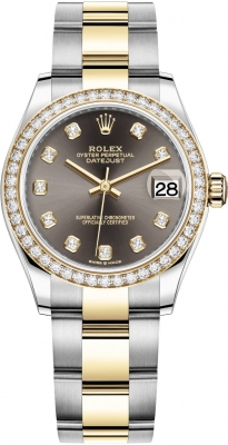 Rolex Datejust 31mm Stainless Steel and Yellow Gold 278383rbr Grey Diamond Oyster watch