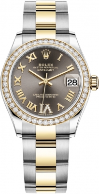 Buy this new Rolex Datejust 31mm Stainless Steel and Yellow Gold 278383rbr Grey VI Roman Oyster ladies watch for the discount price of £18,900.00. UK Retailer.