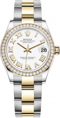 Buy this new Rolex Datejust 31mm Stainless Steel and Yellow Gold 278383rbr White Roman Oyster ladies watch for the discount price of £17,300.00. UK Retailer.