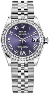 Buy this new Rolex Datejust 31mm Stainless Steel 278384rbr Aubergine VI Jubilee ladies watch for the discount price of £17,300.00. UK Retailer.