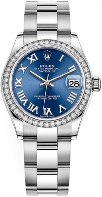 Buy this new Rolex Datejust 31mm Stainless Steel 278384rbr Blue Roman Oyster ladies watch for the discount price of £15,550.00. UK Retailer.